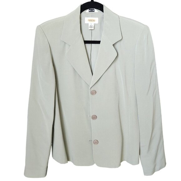 Talbots Pure Silk Blazer Jacket Women's 4 Gray Blue Business Casual‎ Elegant - Picture 16 of 16